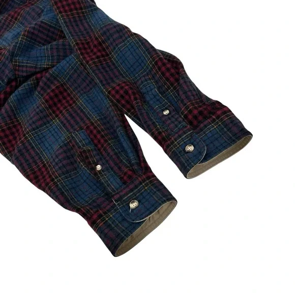 Eddie Bauer Men's XL Wool Vtg 90's Plaid Shirt Red Green Multi Outdoor - Picture 7 of 16